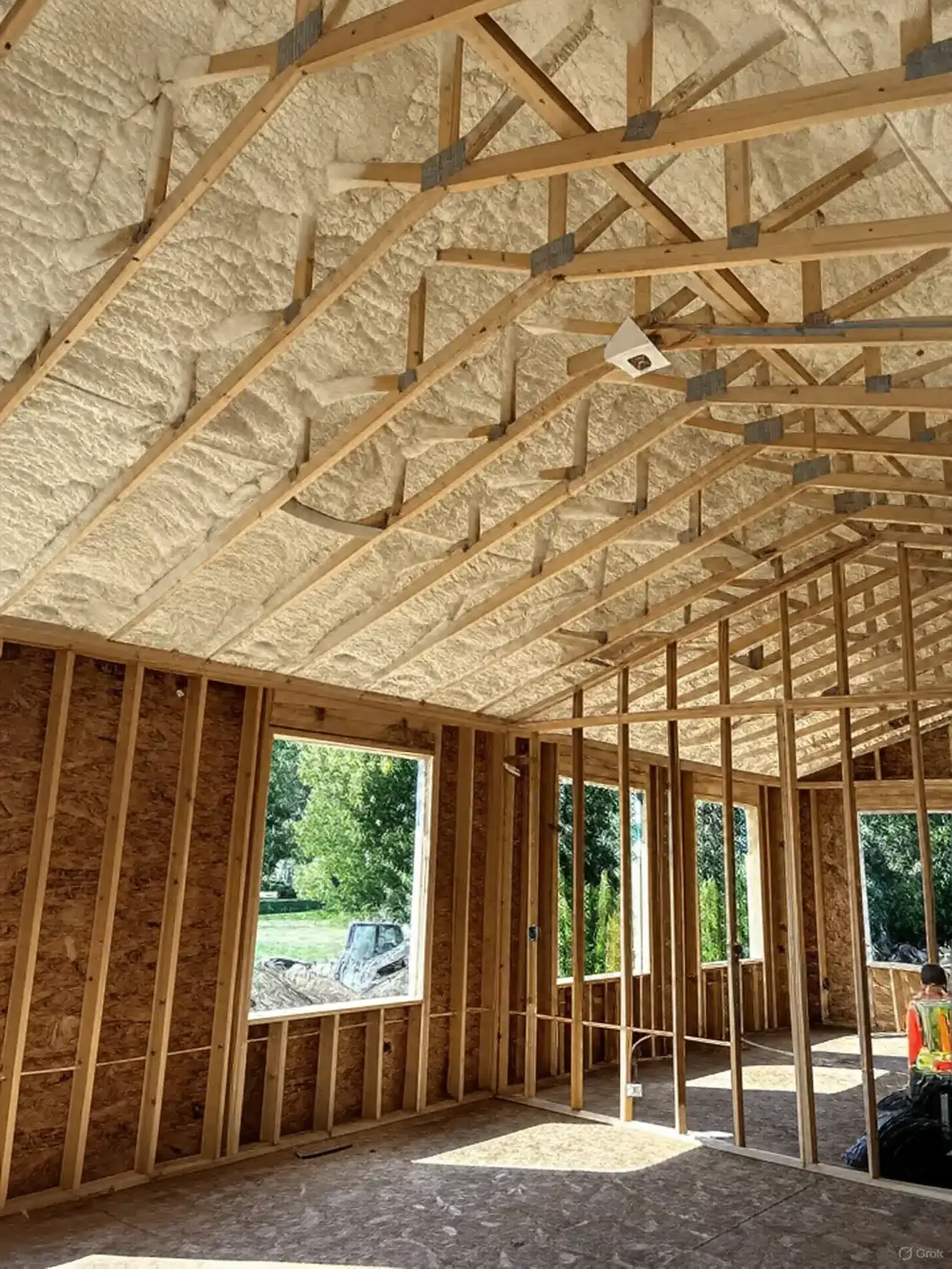 Why Kalamazoo & Portage Homes Still Lose Energy Through the Attic 8 Spray foam insulation contractor applying closed-cell foam in Kalamazoo MI attic